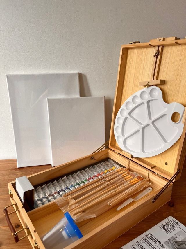 Maleta de desenho com cavalete de mesa