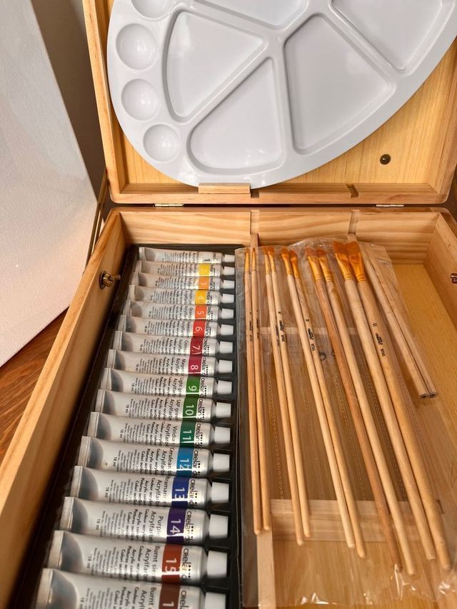 Maleta de desenho com cavalete de mesa