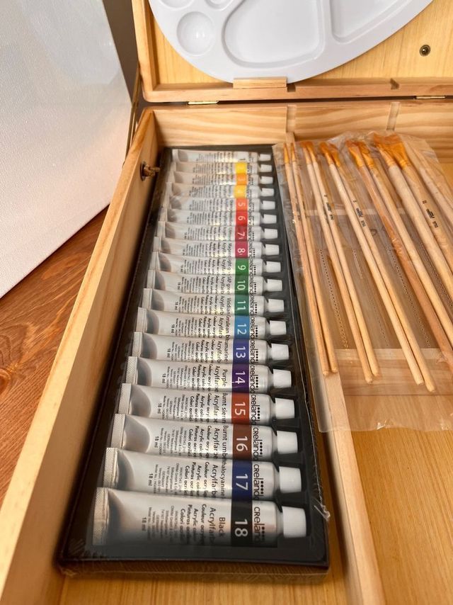 Maleta de desenho com cavalete de mesa