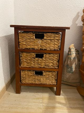 Mueble Cajonera Mimbre y Madera