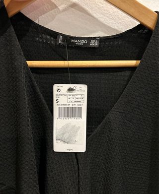 Blusa Mango Negra Volantes Talla S