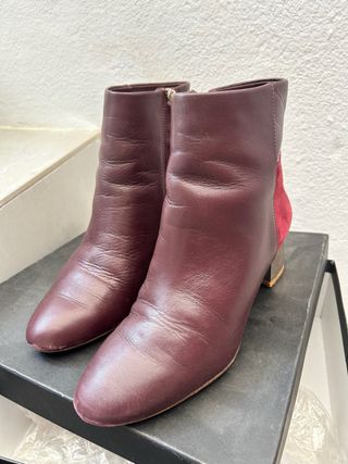 Botines Piel Massimo Dutti T37 burdeos