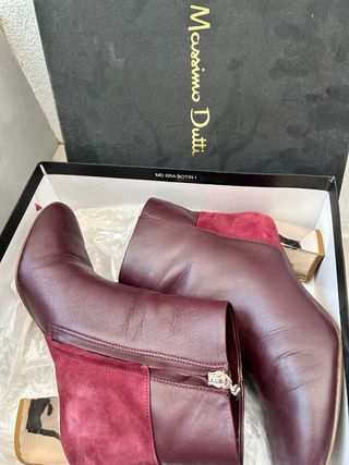 Botines Piel Massimo Dutti T37 burdeos