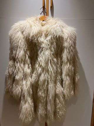 Pelliccia vintage vera mongolia beige/bianca