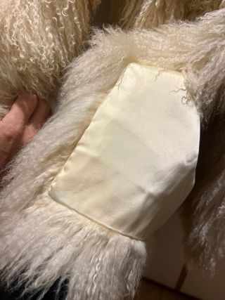 Pelliccia vintage vera mongolia beige/bianca