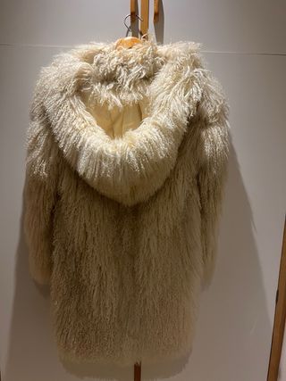 Pelliccia vintage vera mongolia beige/bianca