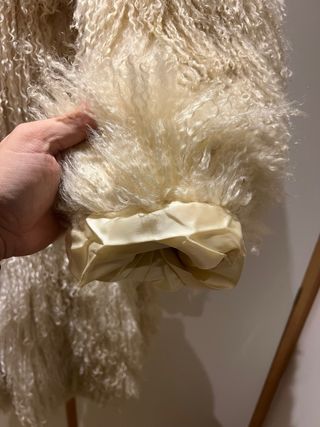 Pelliccia vintage vera mongolia beige/bianca