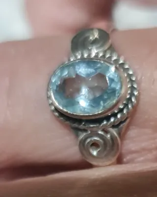 Anillo Plata Ley Aguamarina Azul