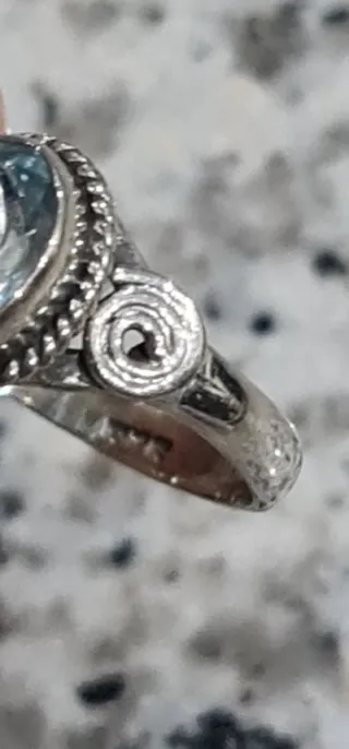 Anillo Plata Ley Aguamarina Azul