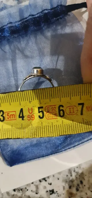 Anillo Plata Ley Aguamarina Azul