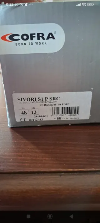 Scarpe antinfortunistiche Cofra blu/gialle n.48