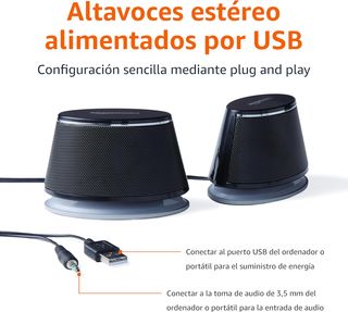 Altoparlante Amazon Basics 2.0 per PC o laptop con ingresso ausiliario e alimentazione USB