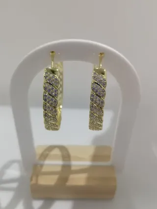 Aros oro 14k laminado con circonitas