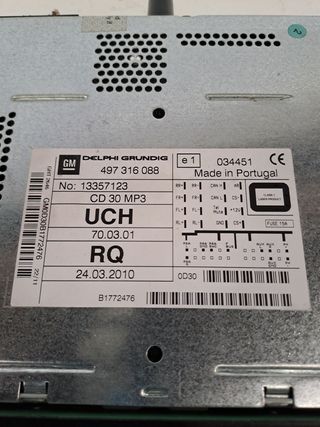 SISTEMA AUDIO / RADIO CD OPEL ZAFIRA A