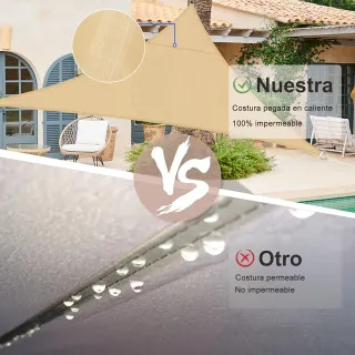 Toldo Vela Sombra Impermeable 4x4x4m Beige