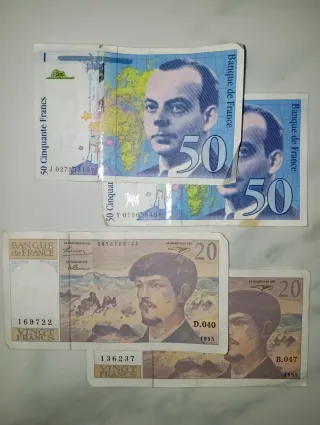 2+2 PZ - Banconota 50 e 20 Franchi Francesi