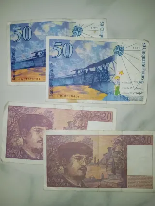 2+2 PZ - Banconota 50 e 20 Franchi Francesi