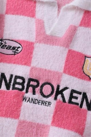 Maglione Y2K a quadri rosa e bianco