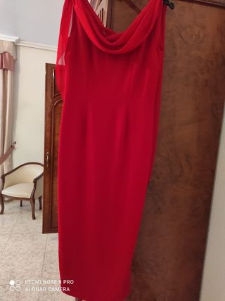 Vestido Rojo de Gala-   Talla 42 Mujer
