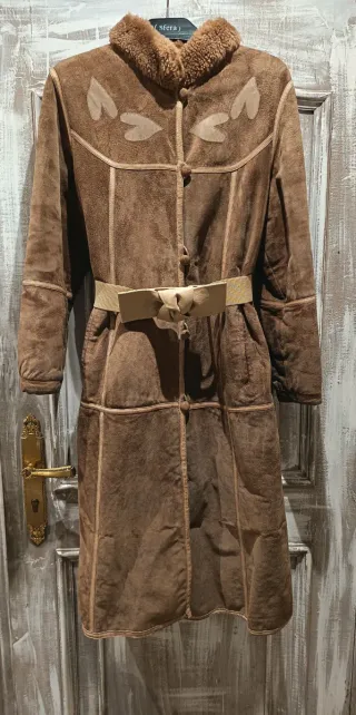 Abrigo piel vuelta 100%piel vintage borreguillo in