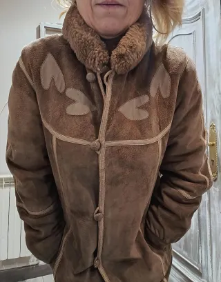 Abrigo piel vuelta 100%piel vintage borreguillo in