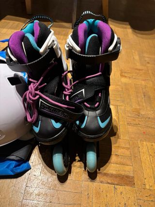 Patines niña T.33-37 + Casco y Rodilleras