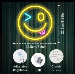 Lampada Neon LED "Emoji Ammiccante"