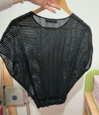 Camiseta Mango Transparente Negra