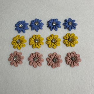 Lote 12 Botones Flores Diamante Manualidades