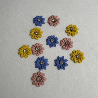 Lote 12 Botones Flores Diamante Manualidades
