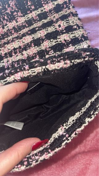 Bolso tweed negro y rosa