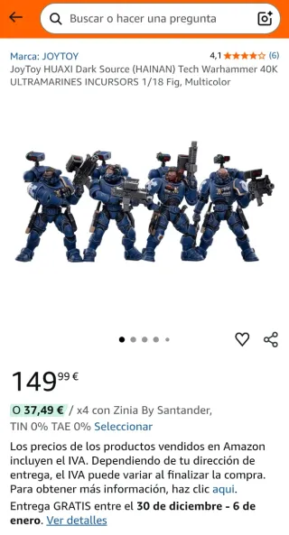 4 JoyToy Warhammer 40k Ultramarines Incursors 1/1