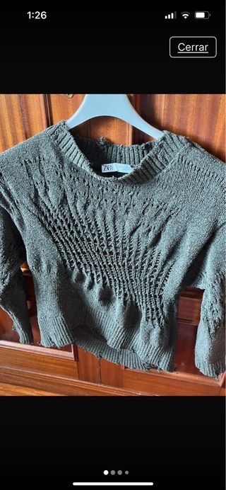 Jersey Zara Punto Verde Musgo Vintage