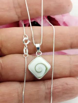 Ojo de Shiva natural con cadena en plata ley 925