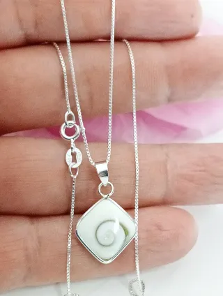 Ojo de Shiva natural con cadena en plata ley 925