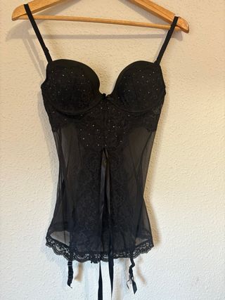 camisa lencera Victoria Secret encaje y piedrería