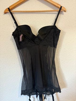 camisa lencera Victoria Secret encaje y piedrería