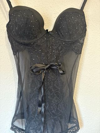 camisa lencera Victoria Secret encaje y piedrería