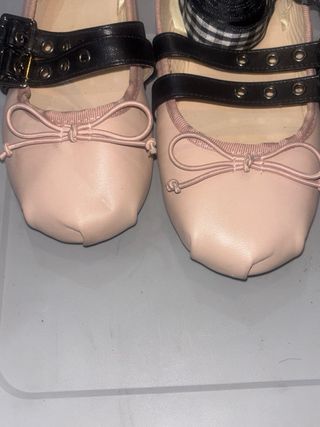 Zapatos planos Kalin rosa con 2 cintas