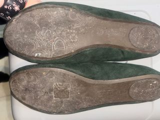 Bailarinas verde terciopelo lazo