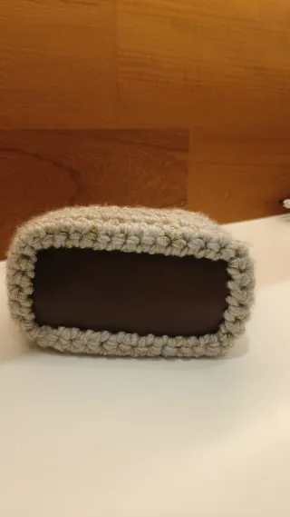 Borsetta uncinetto e pelle vera beige/marrone