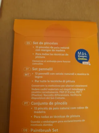 Paleta de pintura y set de pinceles.