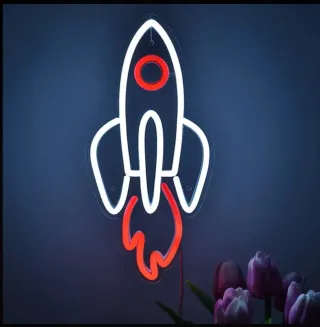 Lampada Neon LED "Razzo" Bianco Rosso