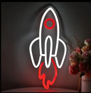 Lampada Neon LED "Razzo" Bianco Rosso