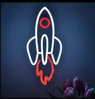 Lampada Neon LED "Razzo" Bianco Rosso