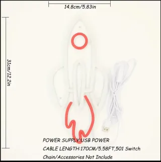 Lampada Neon LED "Razzo" Bianco Rosso