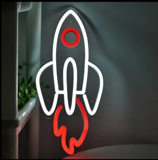 Lampada Neon LED "Razzo" Bianco Rosso