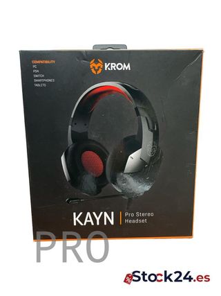 Casco Gaming Krom KAYN con microfono, suono 7.1, altoparlanti 50mm, archetto regolabile, micro flessibile, USB, compatibile PC, PS4 e PS5, Nero