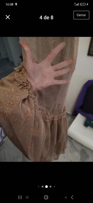 Vestido cobre con volantes talla 38