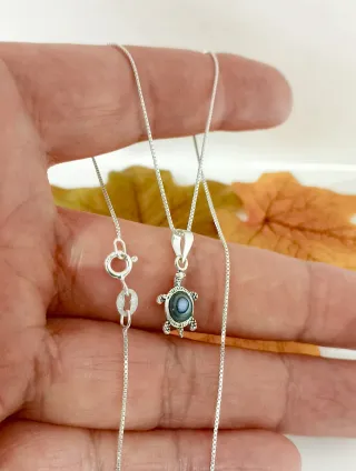 Collar tortuga Avalon natural  plata de ley 925